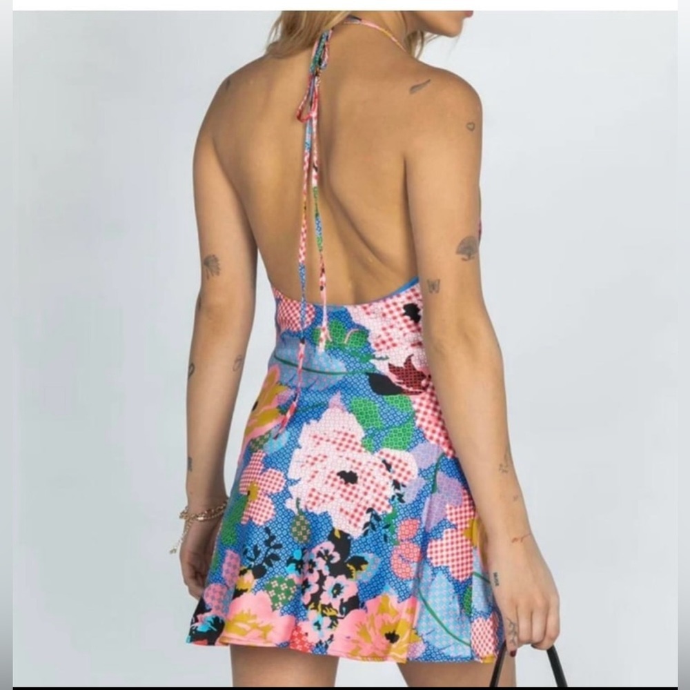NWT Princess Polly Floral Satin Mini Open Back Dress, Going Out Dress - Picture 3 of 9